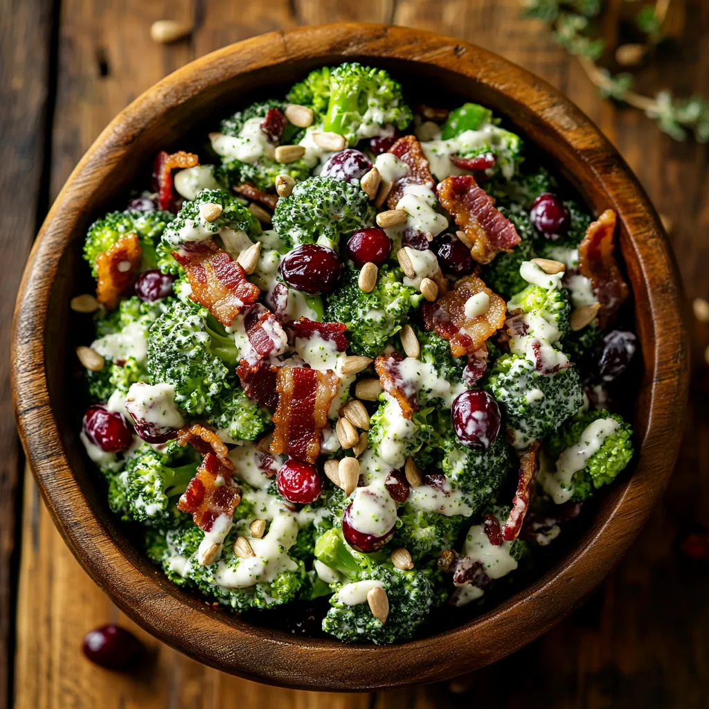 Broccoli Crunch Salad with mayonnaise and bacon