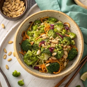 HOME 5 Broccoli Ramen Noodle Salad overhead view